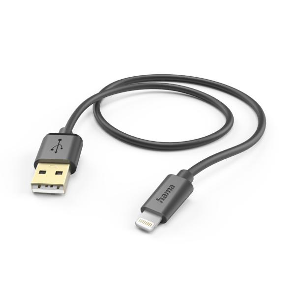 Hama USB-A - Lightning, 1,5 m, Schwarz